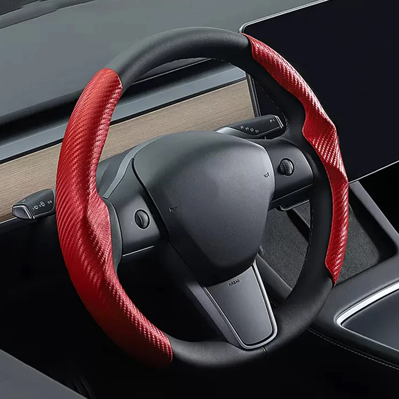 Funda de volante universal de fibra de carbono