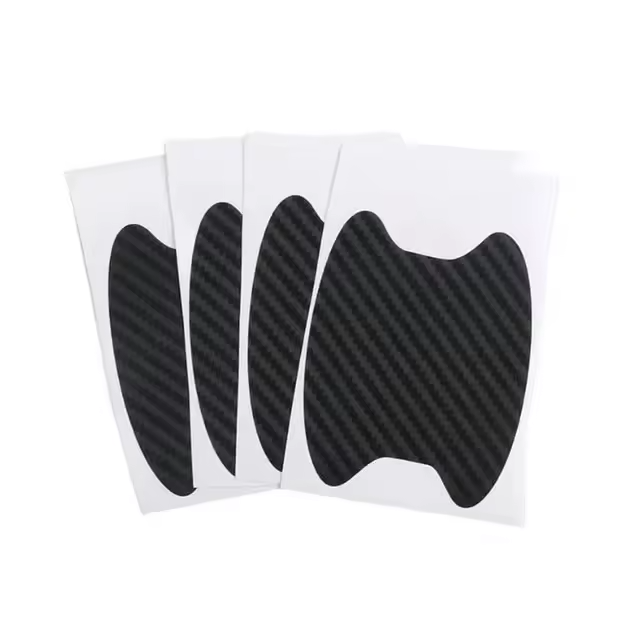 Adhesivos protectores para manillas de puerta con diseño de carbono, juego de 4