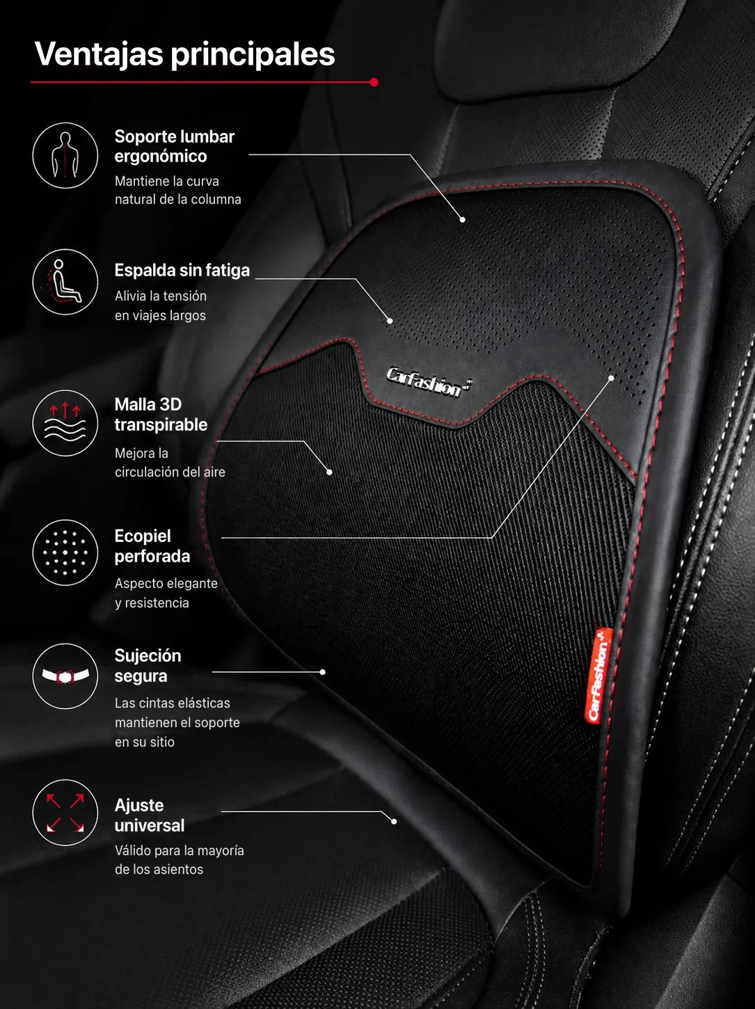 Cojín de soporte lumbar para coche - imagen 3